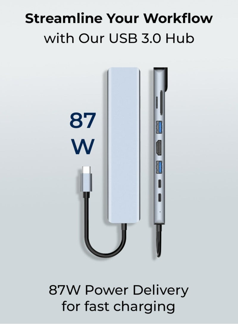 8 in 1 USB C Hub Dual Type C Ports 4K HDMI Output